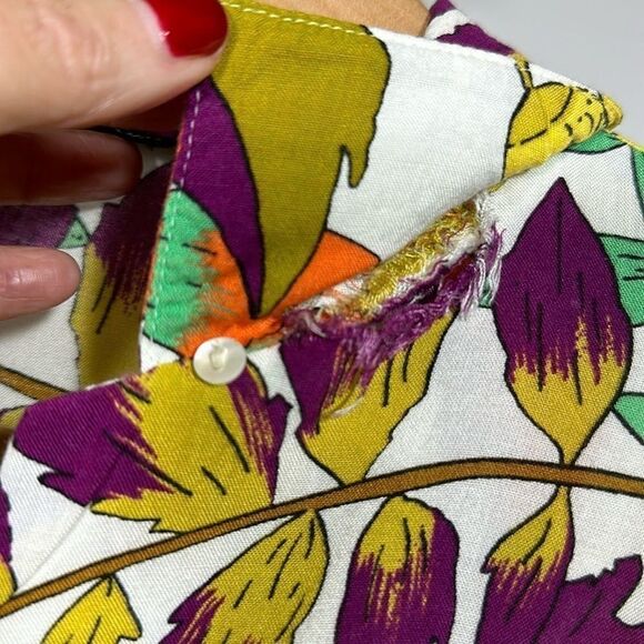 DANIEL HECHTER Unisex Tropical Short Sleeve Button Down Shirt White Size Large - Picture 7 of 14